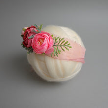 Load image into Gallery viewer, Newborn Large Floral Headpiece - Bright Pink Rose