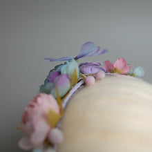 Load image into Gallery viewer, Newborn Floral Headpiece - Purplish Blue Butterfly Garden