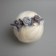 Load image into Gallery viewer, Newborn Floral Headpiece - Grey Roses