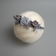 Load image into Gallery viewer, Newborn Floral Headpiece - Grey Roses