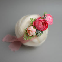 Load image into Gallery viewer, Newborn Large Floral Headpiece - Bright Pink Rose
