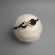 Load image into Gallery viewer, Newborn Headpiece - Black with Gold Bow
