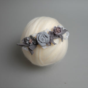 Newborn Floral Headpiece - Grey Roses