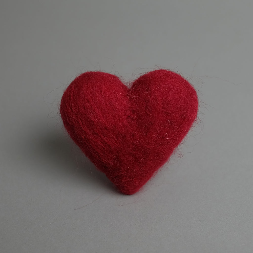 Newborn Crochet Toy - Felted Heart Deep Red